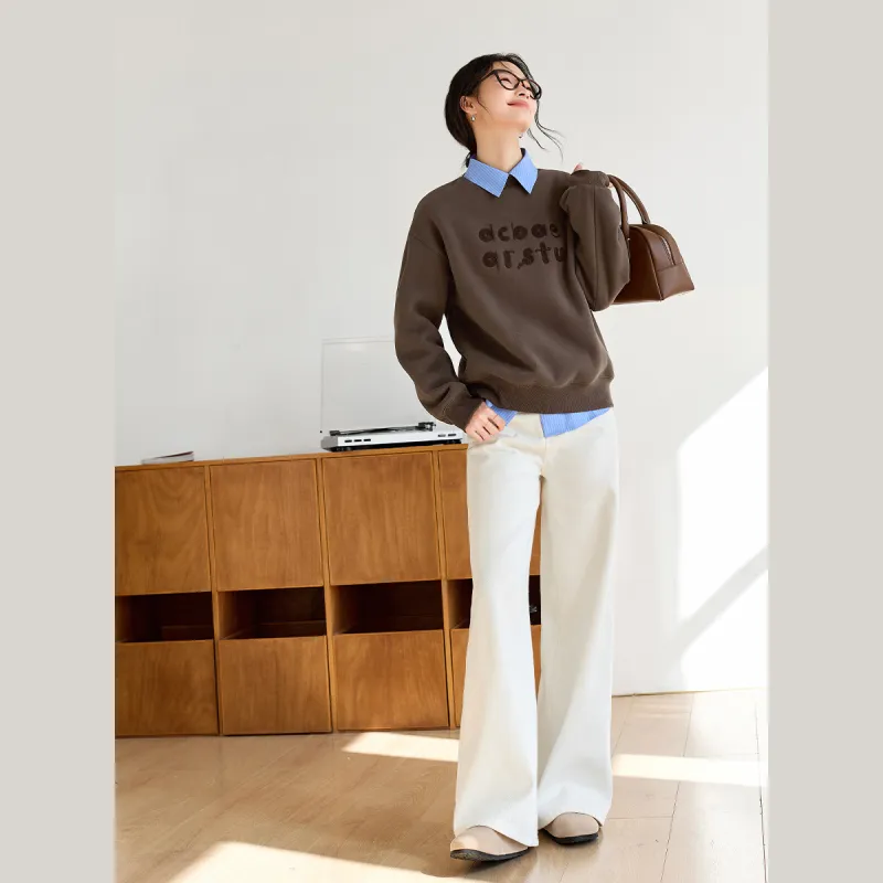 VIMLY Sweatshirt Women's Milk Tea Coffee-2