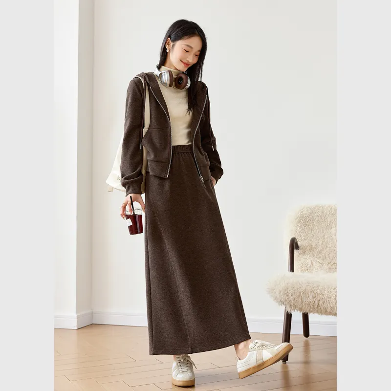 VIMLY Casual Suit Women's Coffee-2