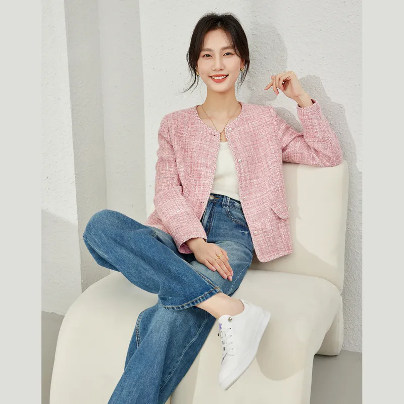 VIMLY Cropped Coats Women's Pink-3