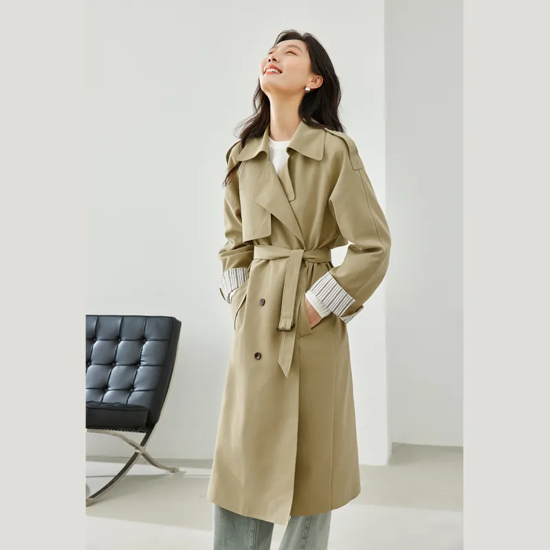 VIMLY Trench Coat Women's Khaki-1
