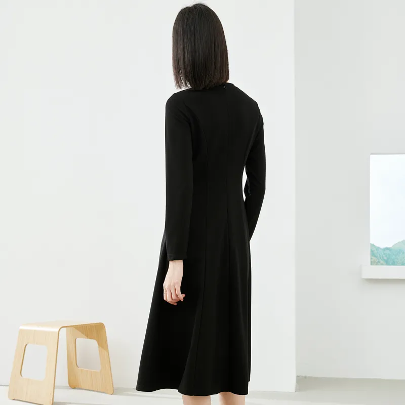 VIMLY Long Sleeved Dresses Women's Black-2