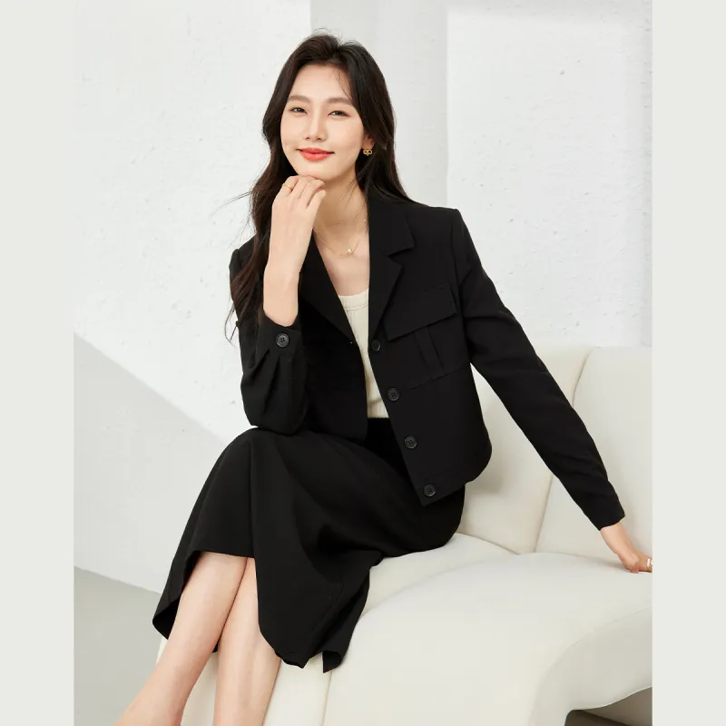VIMLY Two Piece Skirt Sets Women's Black-4