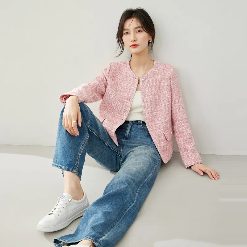 VIMLY Cropped Coats Women's Pink-4