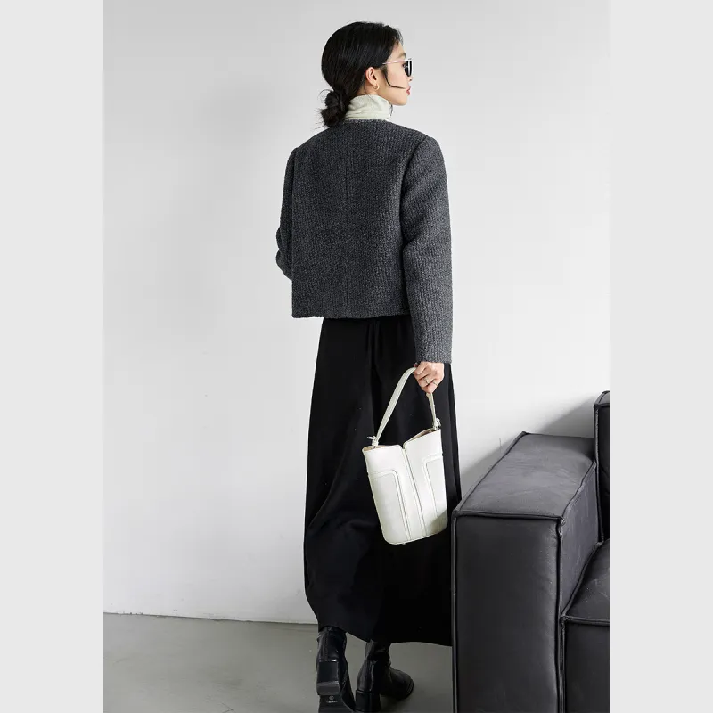 VIMLY Cropped Coats Women's Carbon Gray-5