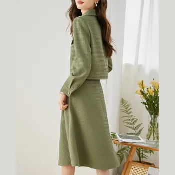 VIMLY Two Piece Skirt Sets Women's Green .