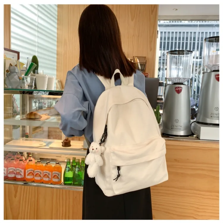 Worm's Home Canvas Backpack Regular Unisex White/Black/Sky Blue-3