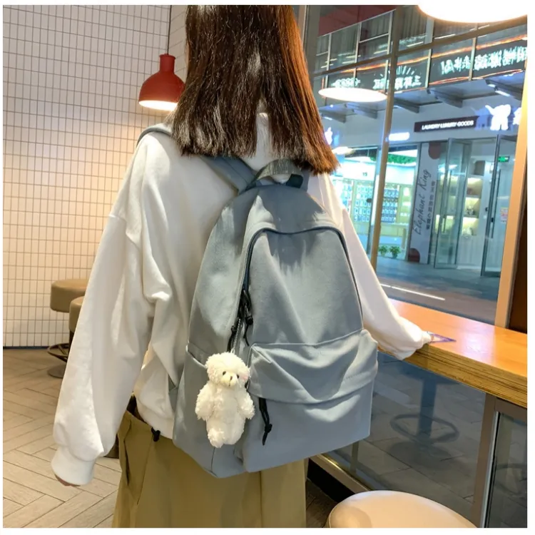 Worm's Home Canvas Backpack Regular Unisex White/Black/Sky Blue-19