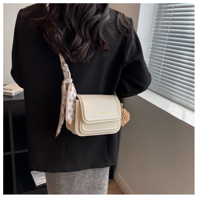 Worm's Home PU Shoulder Bag, Crossbody Bag Women's White/Black/Coffee-15