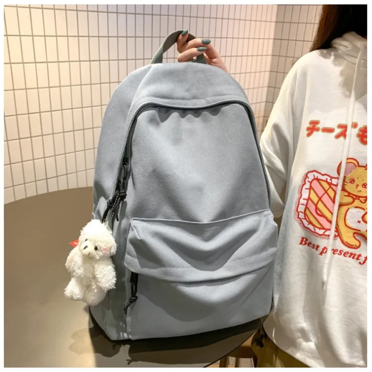Worm's Home Canvas Backpack Regular Unisex White/Black/Sky Blue-15