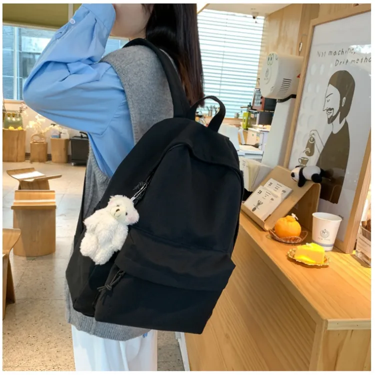 Worm's Home Canvas Backpack Regular Unisex White/Black/Sky Blue-11