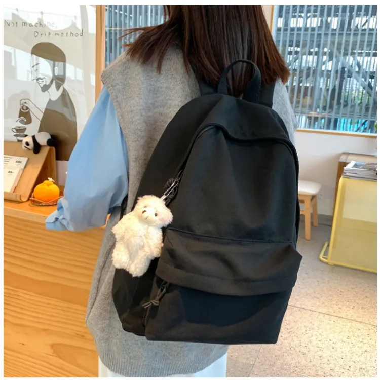 Worm's Home Canvas Backpack Regular Unisex White/Black/Sky Blue-7
