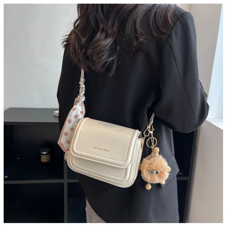 Worm's Home PU Shoulder Bag, Crossbody Bag Women's White/Black/Coffee-14