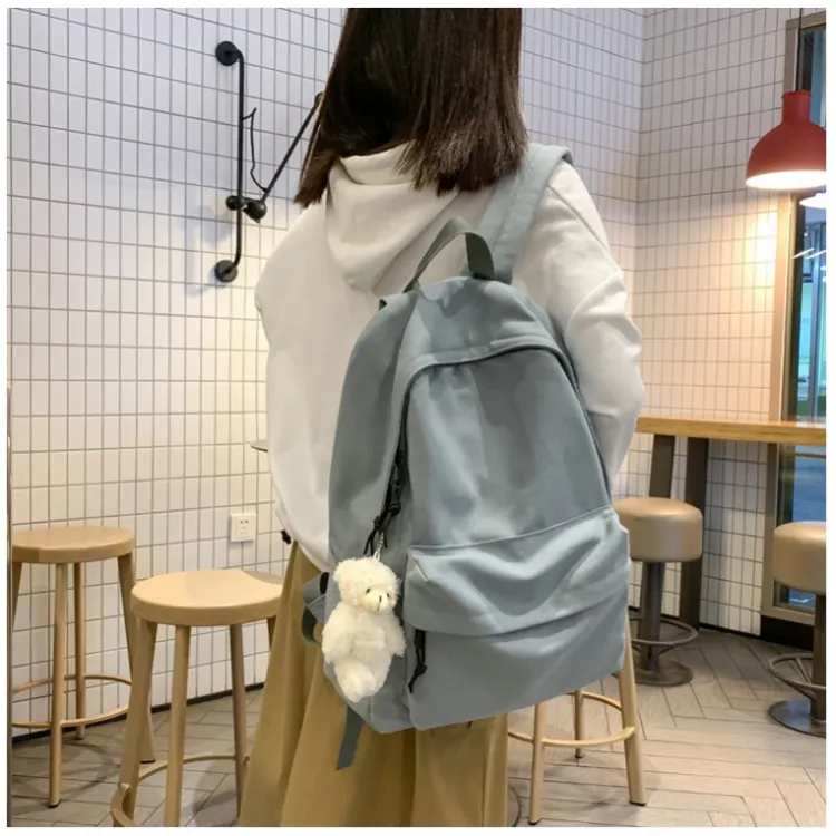 Worm's Home Canvas Backpack Regular Unisex White/Black/Sky Blue-17