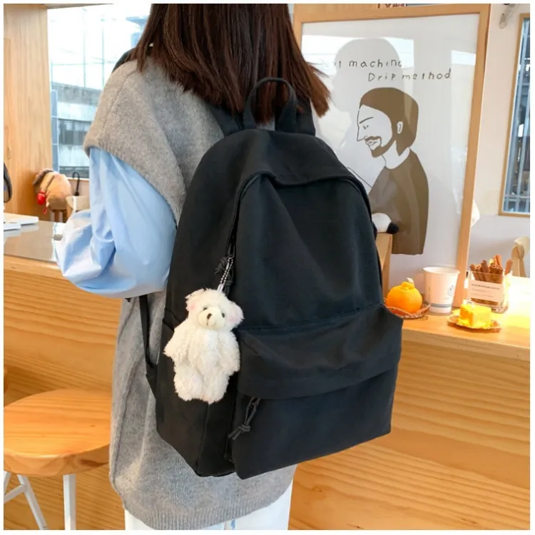 Worm's Home Canvas Backpack Regular Unisex White/Black/Sky Blue-8