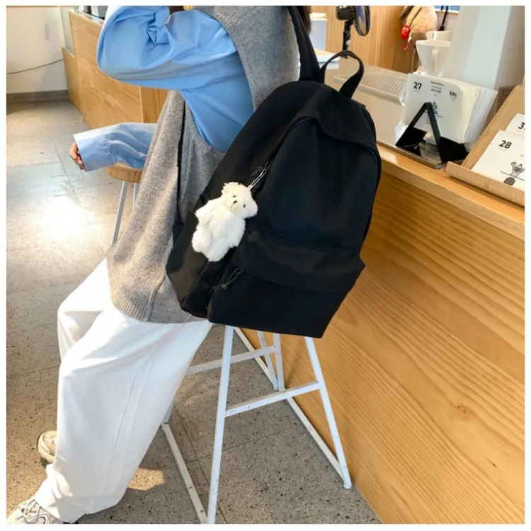 Worm's Home Canvas Backpack Regular Unisex White/Black/Sky Blue-10