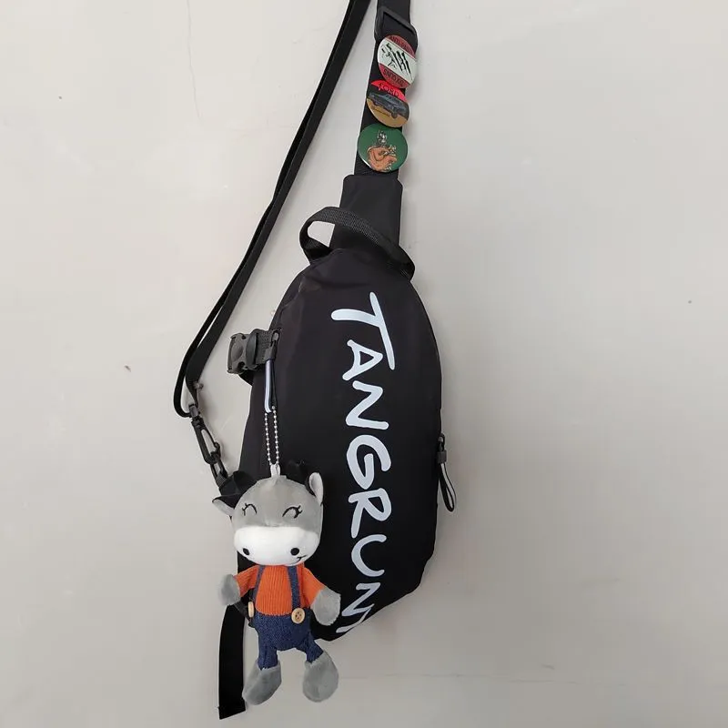 Worm's Home Nylon Sling Bag Unisex Black/White-3