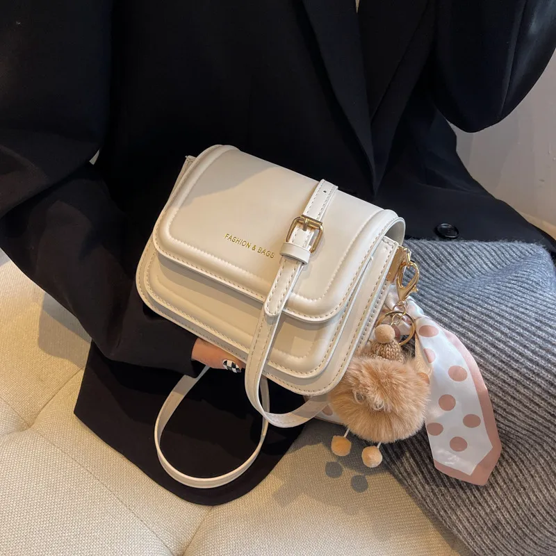 Worm's Home PU Shoulder Bag, Crossbody Bag Women's White/Black/Coffee-12