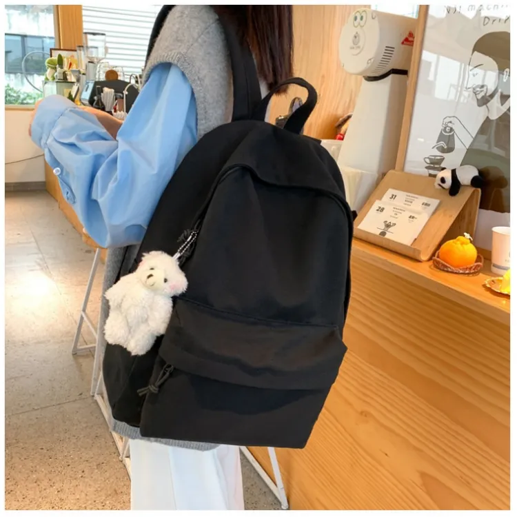 Worm's Home Canvas Backpack Regular Unisex White/Black/Sky Blue-9