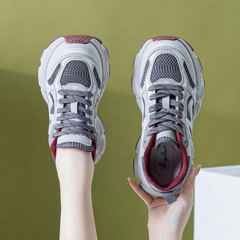 Love Elaine Slip Resistant, Breathable, Lightweight, Height Increasing Low Top Chunky Sneakers Women's-10