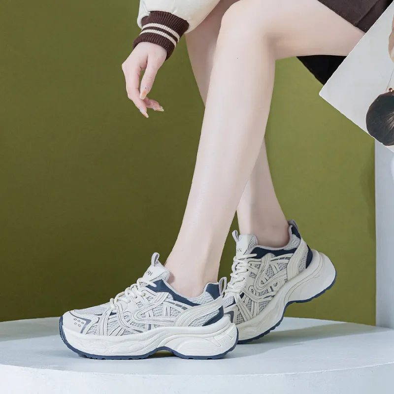 Love Elaine Slip Resistant, Breathable, Lightweight, Height Increasing Low Top Chunky Sneakers Women's-2