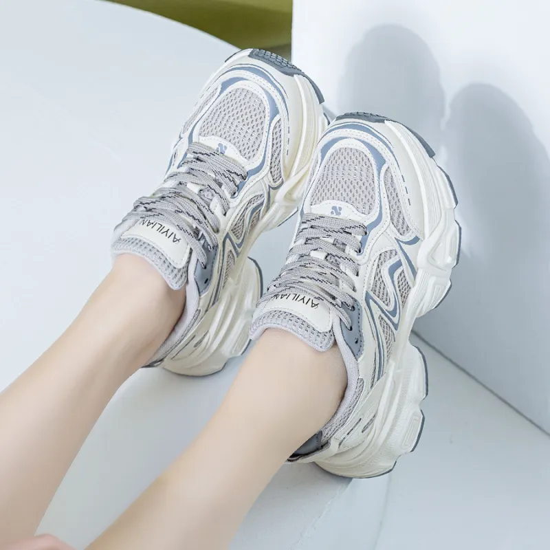 Love Elaine Slip Resistant, Breathable, Lightweight, Height Increasing Low Top Chunky Sneakers Women's-4