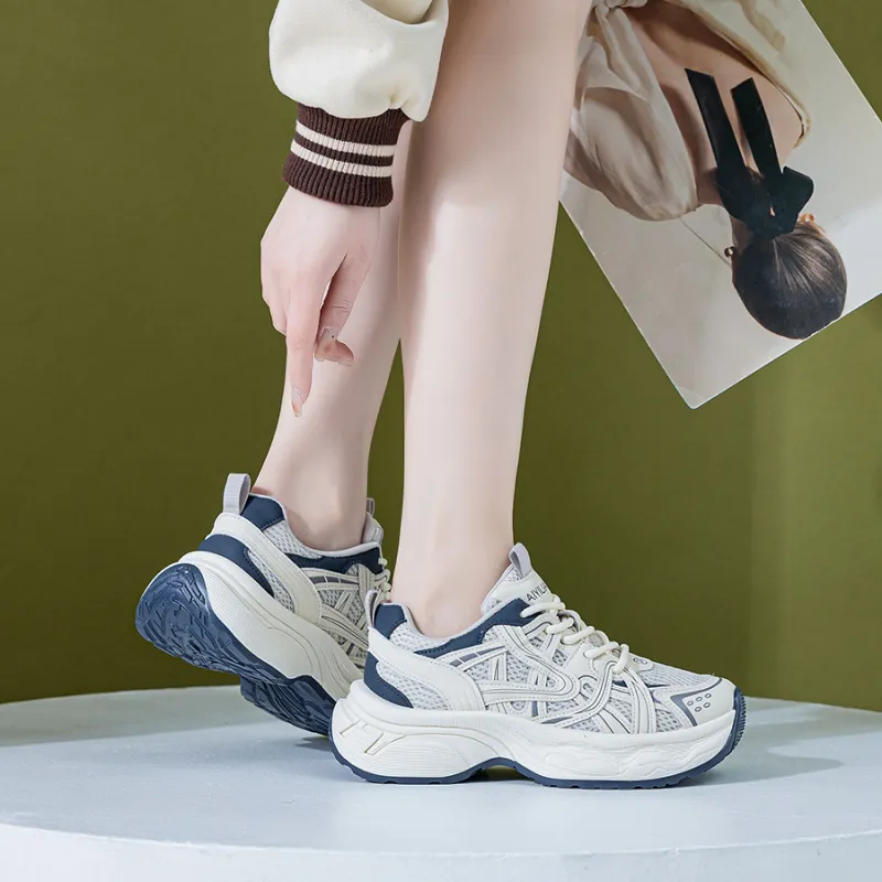 Love Elaine Slip Resistant, Breathable, Lightweight, Height Increasing Low Top Chunky Sneakers Women's-4