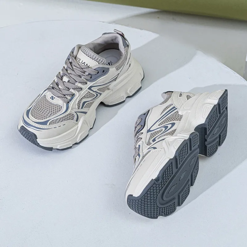 Love Elaine Slip Resistant, Breathable, Lightweight, Height Increasing Low Top Chunky Sneakers Women's-5