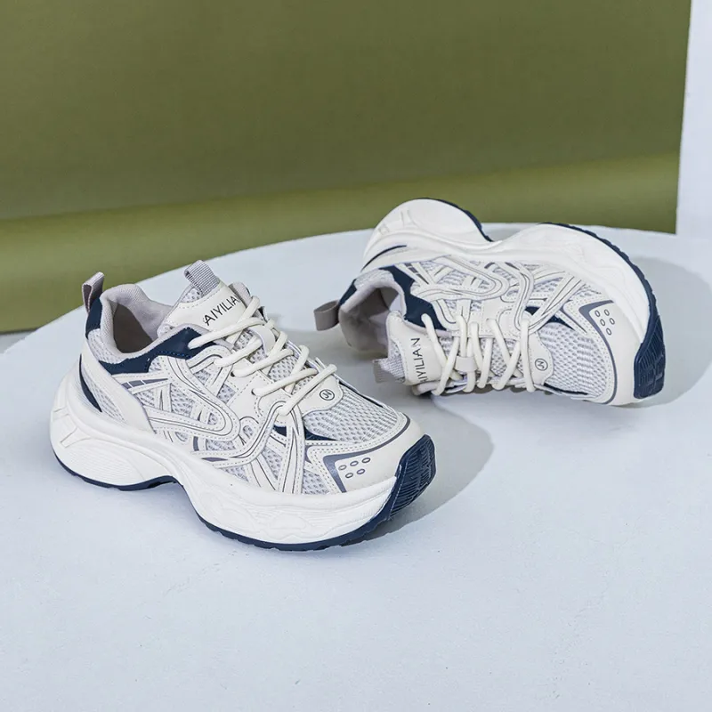 Love Elaine Slip Resistant, Breathable, Lightweight, Height Increasing Low Top Chunky Sneakers Women's-6