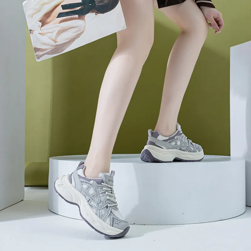 Love Elaine Slip Resistant, Breathable, Lightweight, Height Increasing Low Top Chunky Sneakers Women's-10