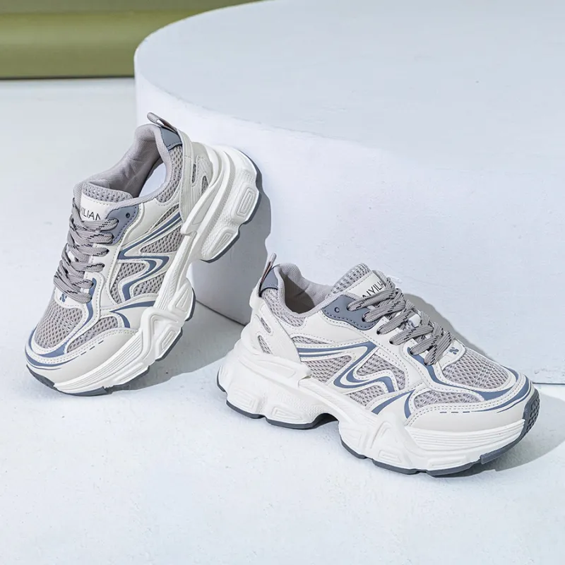 Love Elaine Slip Resistant, Breathable, Lightweight, Height Increasing Low Top Chunky Sneakers Women's-6