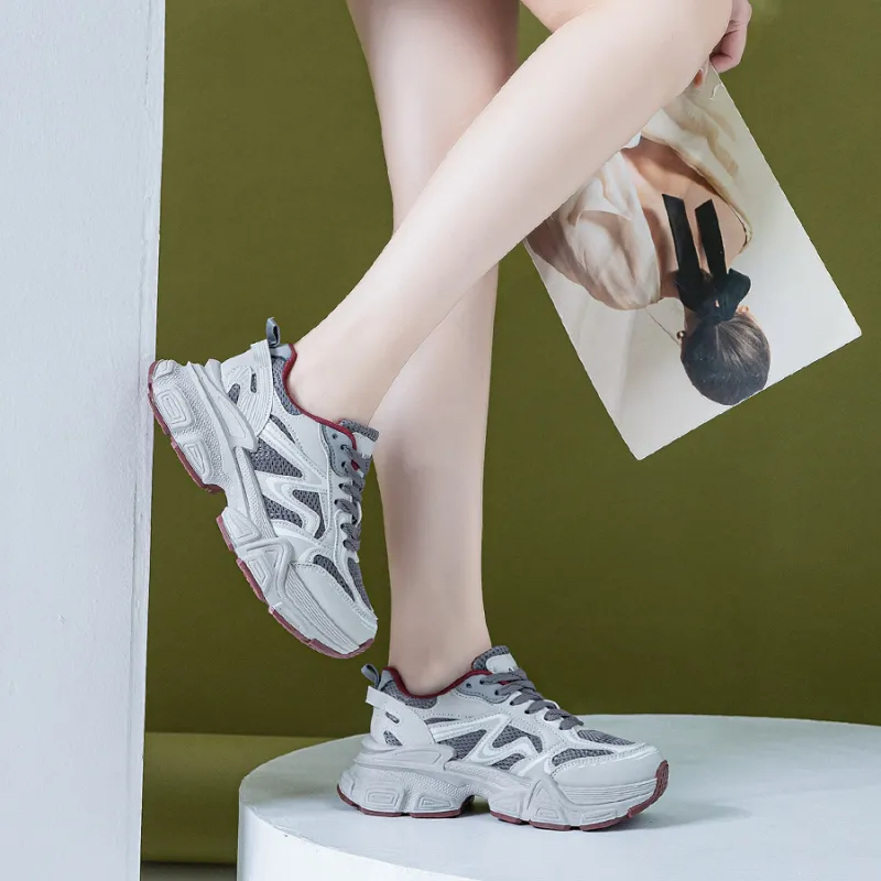 Love Elaine Slip Resistant, Breathable, Lightweight, Height Increasing Low Top Chunky Sneakers Women's-12