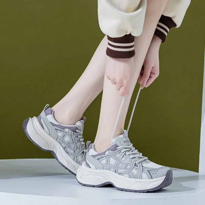 Love Elaine Slip Resistant, Breathable, Lightweight, Height Increasing Low Top Chunky Sneakers Women's-12