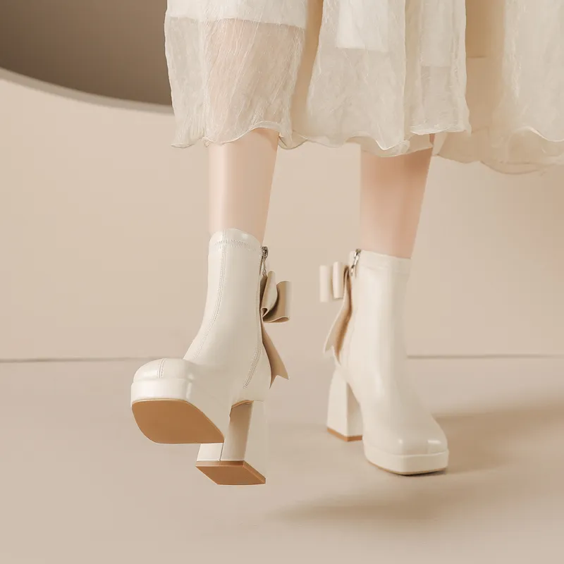 TADSW Ankle Boots 8cm Women's White-2