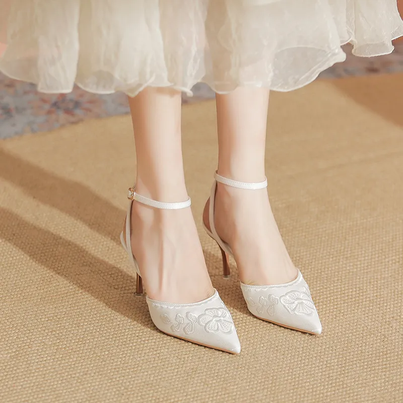 TADSW Slim Heel High Heels 7cm Women's White-3