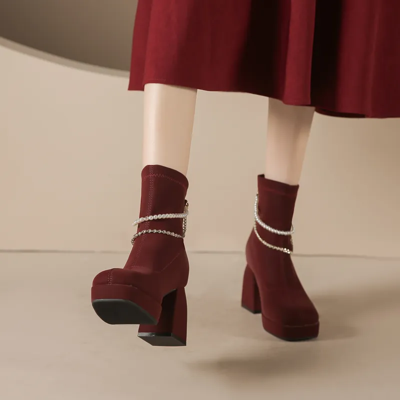 TADSW Ankle Boots Women's White/Red-6