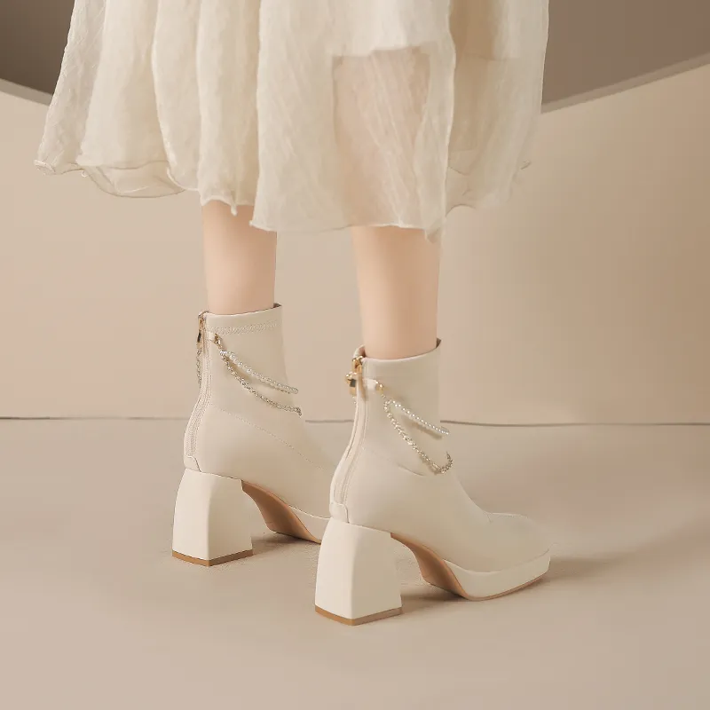 TADSW Ankle Boots Women's White/Red-2