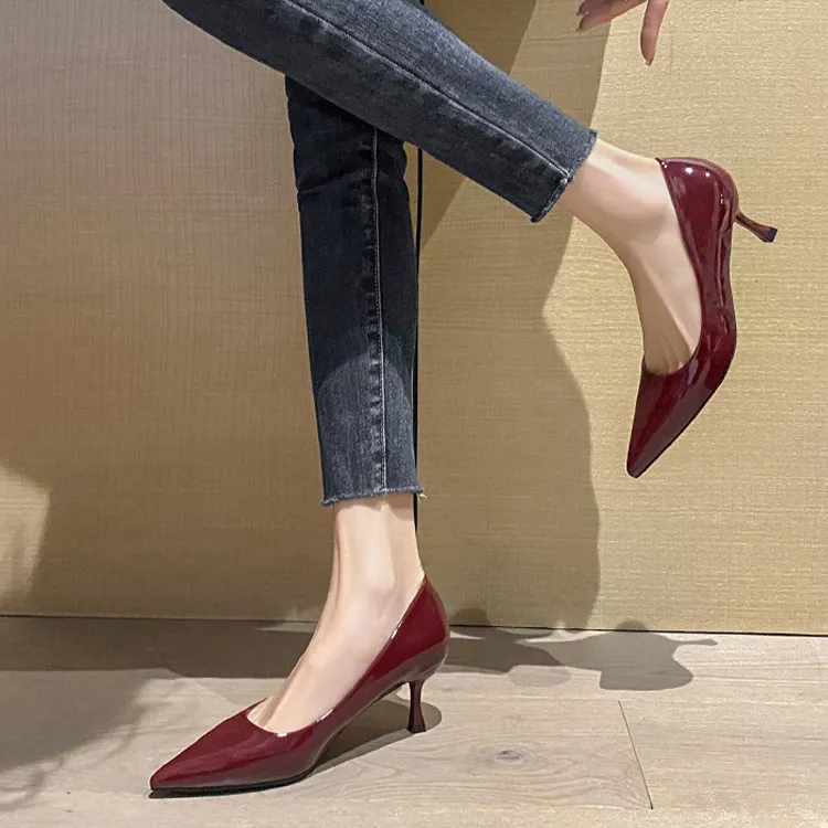 TADSW Slim Heel High Heels 5cm Women's Burgundy-3