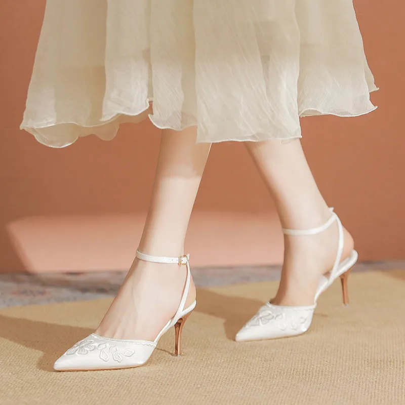 TADSW Slim Heel High Heels 7cm Women's White-4