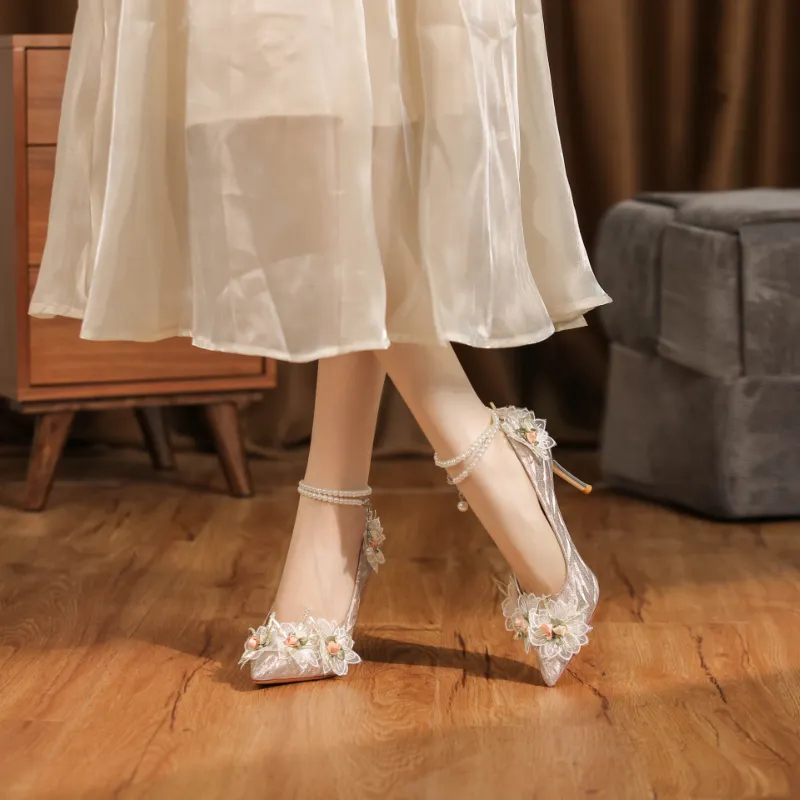 TADSW Slim Heel High Heels 8.5cm Women's Champagne-8