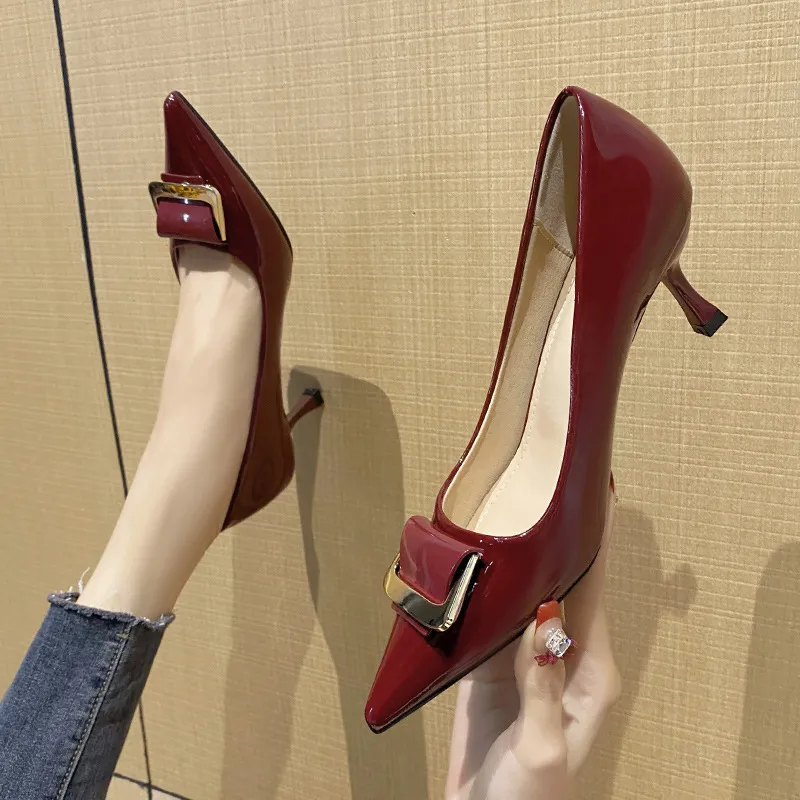 TADSW Slim Heel High Heels 5cm Women's Burgundy-3