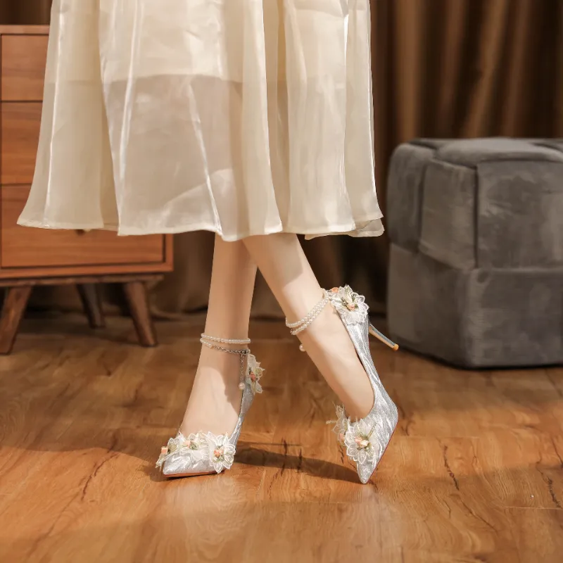 TADSW Slim Heel High Heels 8.5cm Women's Champagne-3