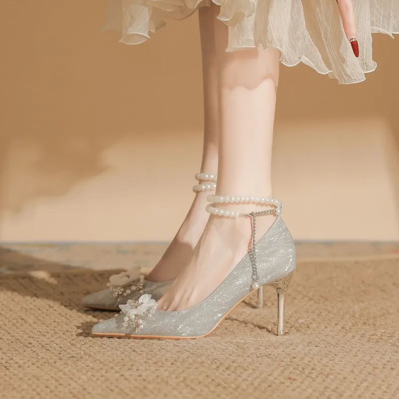 TADSW High Heels Women's Silver/Champagne/-3
