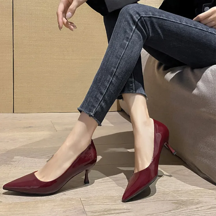 TADSW Slim Heel High Heels 5cm Women's Burgundy-2