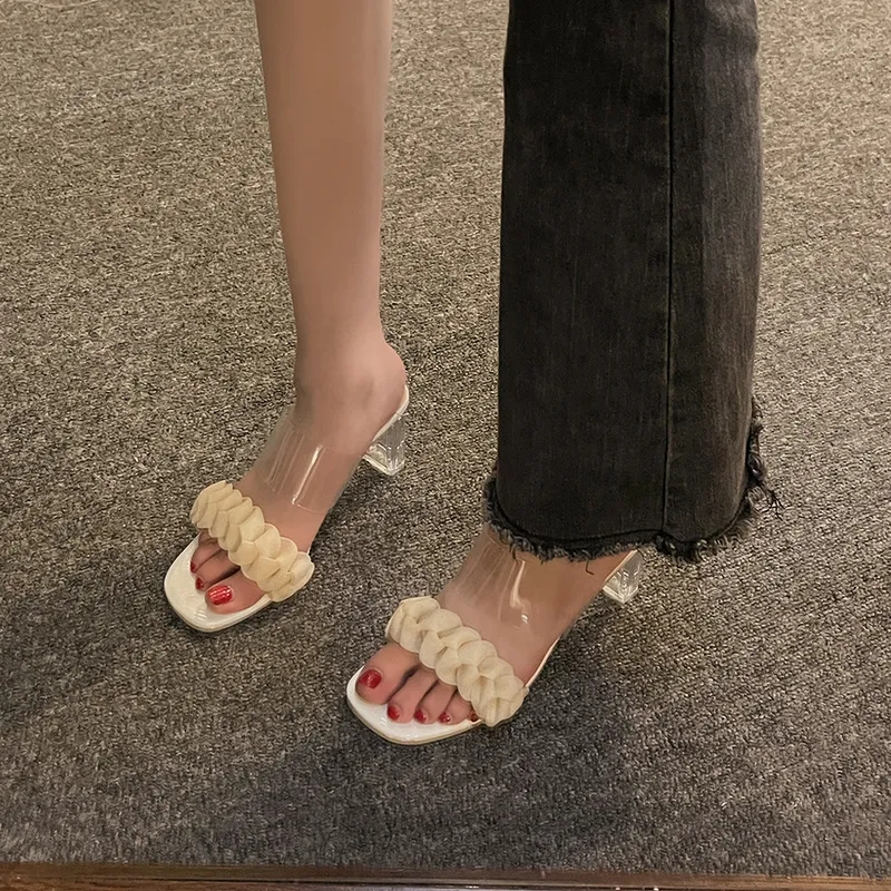 TADSW Rubber Sole Abrasion Resistant Slide Slippers Women's Ecru-4