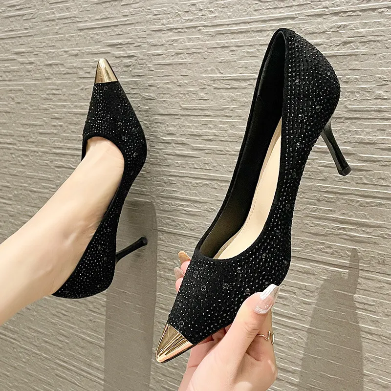 TADSW Slim Heel High Heels 7cm Women's Black-3