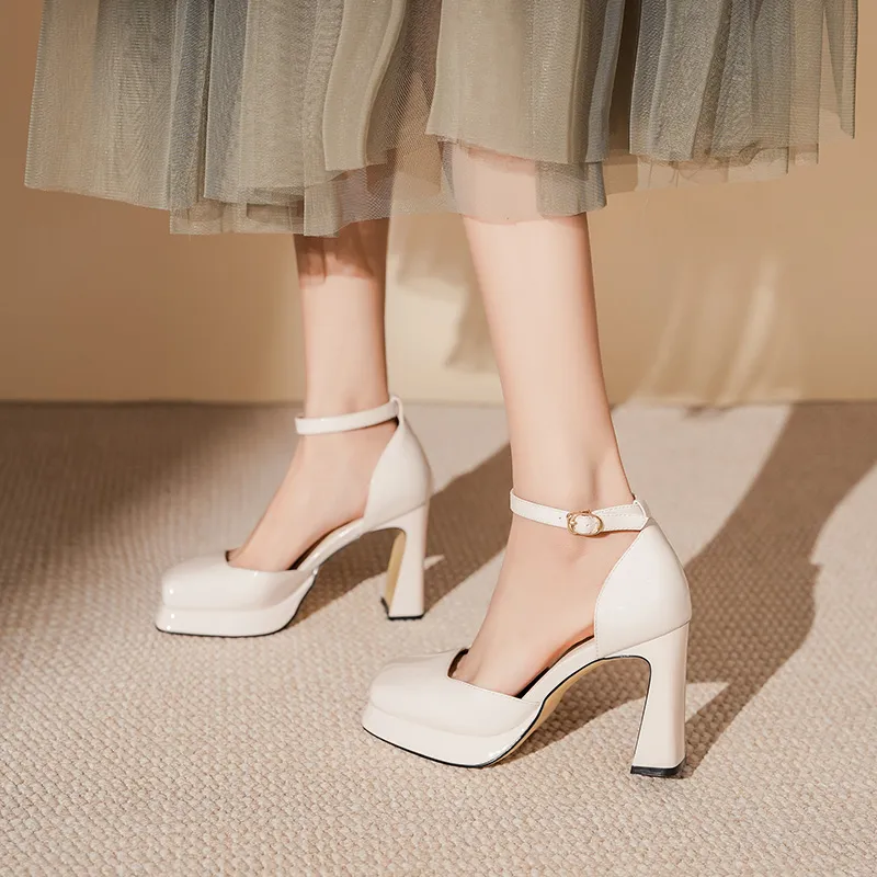 TADSW Chunky Heel High Heels 9cm Women's-3