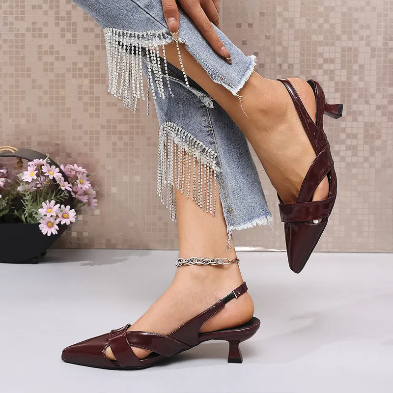 TADSW Slim Heel High Heels Women's Burgundy-4