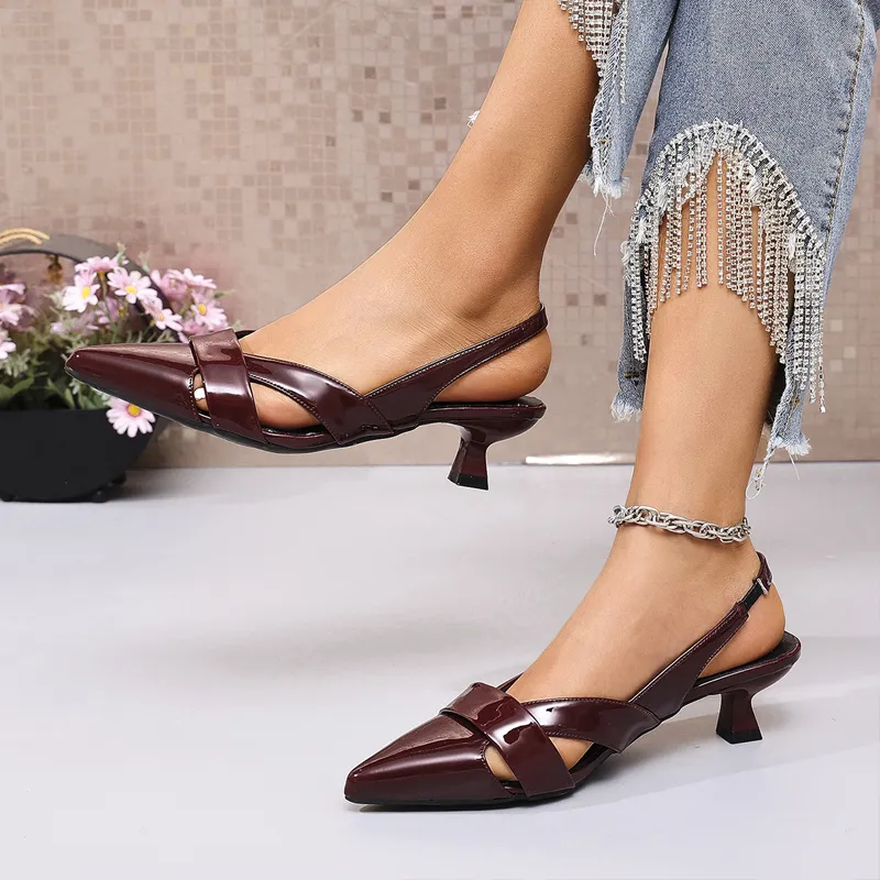 TADSW Slim Heel High Heels Women's Burgundy-3