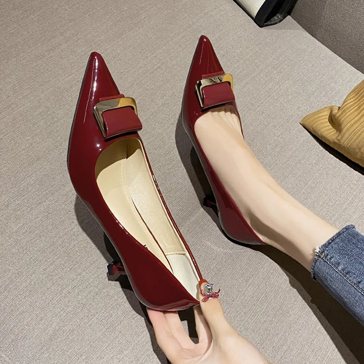 TADSW Slim Heel High Heels 5cm Women's Burgundy-1