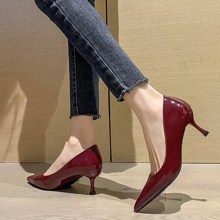 TADSW Slim Heel High Heels 5cm Women's Burgundy-5